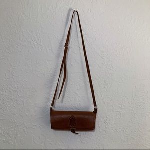 100% Brown Leather Cross-body Barrel Bag